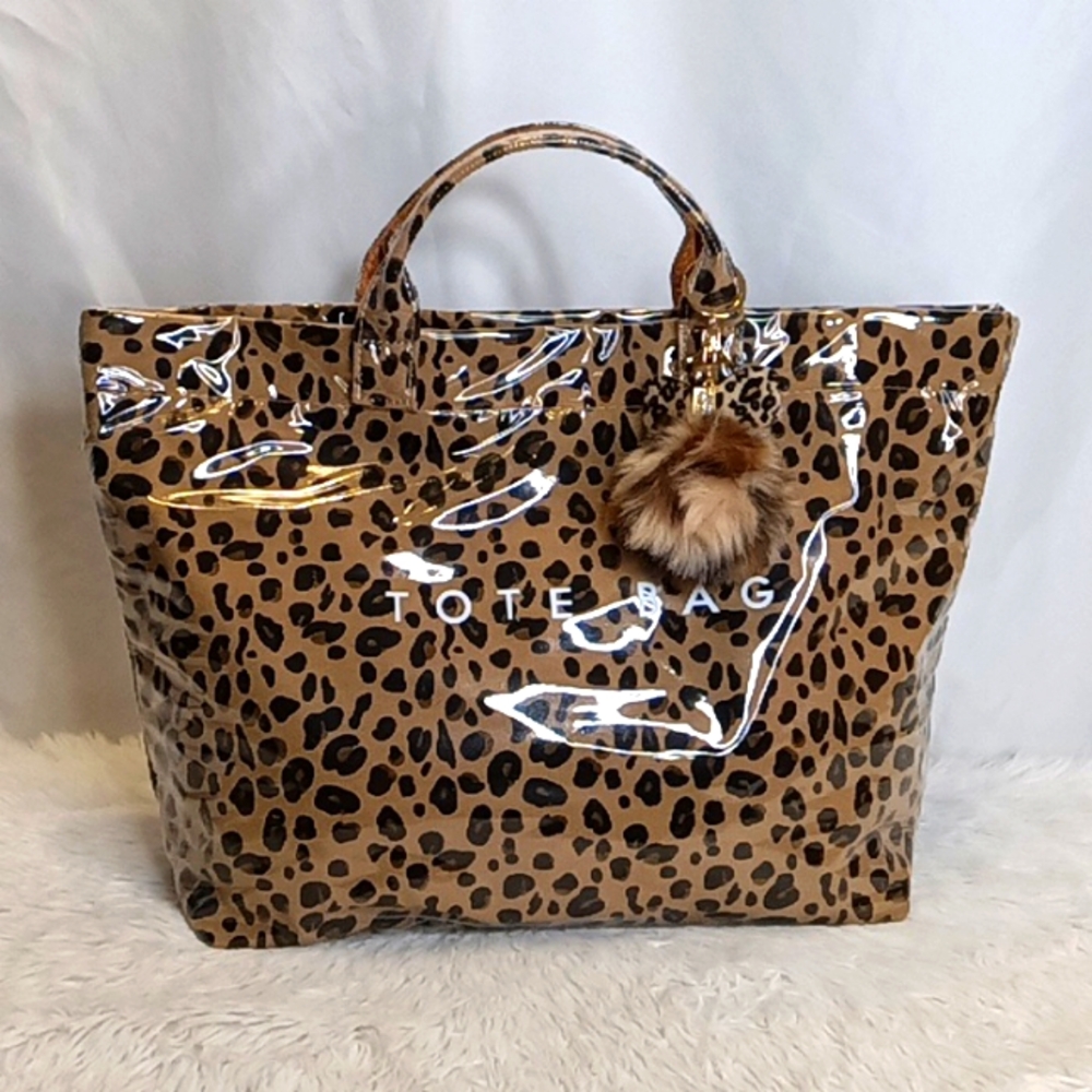 Leopard Print Tote Bag with Bow Accent - Picture 4 of 17
